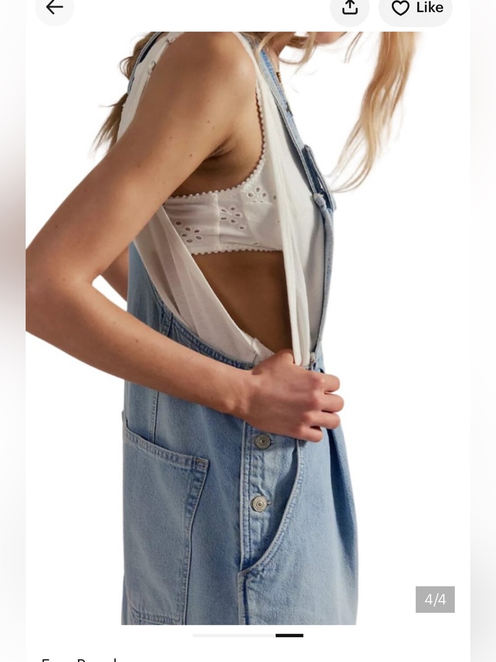 Free people Light Blue Wide-Leg Denim Overalls - Women Jeans - Picture 2 of 8